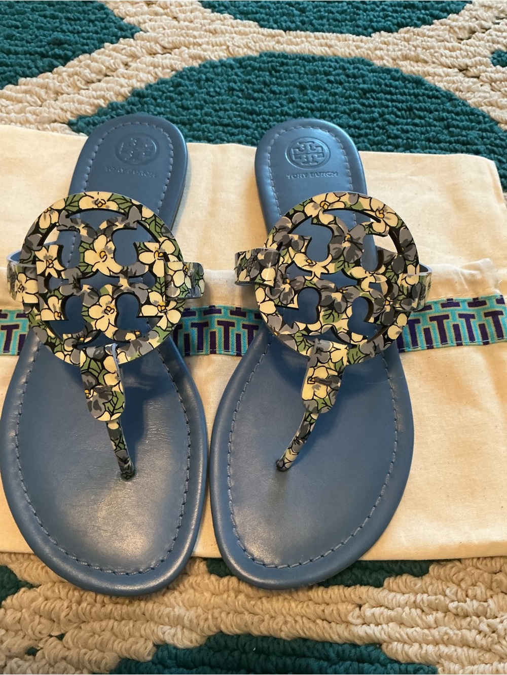 Tory Burch Miller Sandals, Blue Terrace Ditsy